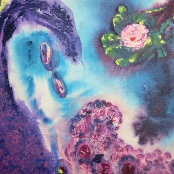 Painting titled "PARTURITION ROSE" by Gerard Pacaud, Original Artwork, Acrylic Mounted on Wood Stretcher frame