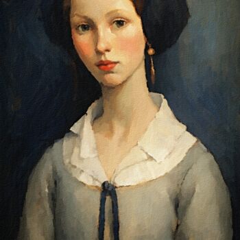 Digital Arts titled "Girl in a Sailor's…" by Gerry Martinez, Original Artwork, Digital Painting