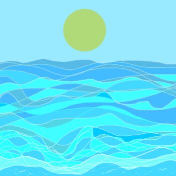 Printmaking titled "Seascape. Yellow Su…" by Vafa Majidli, Original Artwork, Digital Print