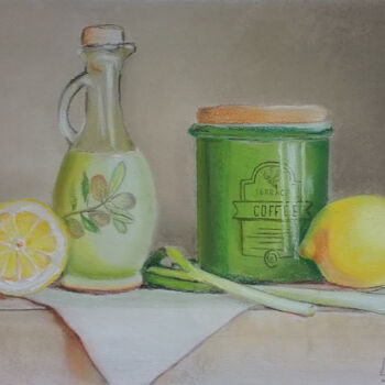 Картина под названием "Still Life with lem…" - Любовь Самойлова, Подлинное произведение искусства, Пастель