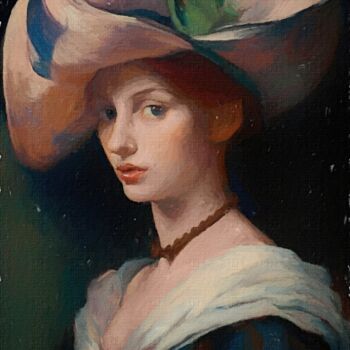 Digital Arts titled "Woman with a Hat" by Gerry Martinez, Original Artwork, Digital Painting