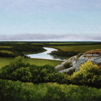 Peinture intitulée "Over the river" par Oleg Baulin, Œuvre d'art originale, Huile Monté sur Châssis en bois