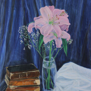 Peinture intitulée "Antique Books and L…" par Alexey Beregovoy, Œuvre d'art originale, Huile Monté sur Châssis en bois