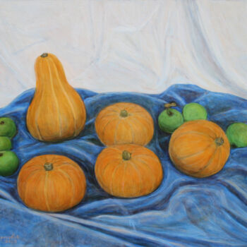 Peinture intitulée "Pumpkins and Apples…" par Alexey Beregovoy, Œuvre d'art originale, Huile Monté sur Châssis en bois
