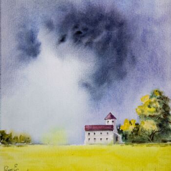 Ζωγραφική με τίτλο "Thundercloud over a…" από Eugene Popov, Αυθεντικά έργα τέχνης, Ακουαρέλα