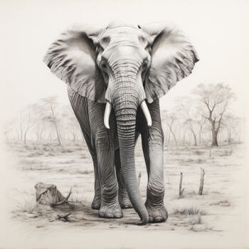 "Elephant Sketch" başlıklı Dijital Sanat Chris Brazelton tarafından, Orijinal sanat, Dijital baskı