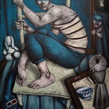 Painting titled "PLACE ASSISE(GALERI…" by Nicolas Monjo, Original Artwork, Acrylic Mounted on Wood Stretcher frame