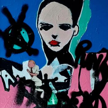 Ζωγραφική με τίτλο "Punk no dead" από Eric Dhulst, Αυθεντικά έργα τέχνης, Ακρυλικό