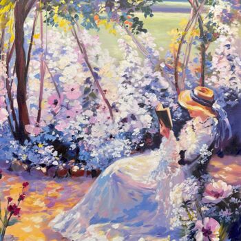 Painting titled "Girl with a book" by Olga Bazanova, Original Artwork, Oil