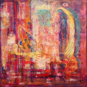 Painting titled "HINGABE II" by Eva Dahn Rubin, Original Artwork, Acrylic Mounted on Wood Stretcher frame