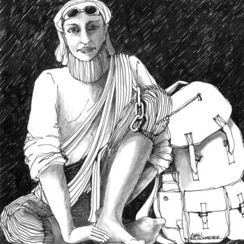 Dessin intitulée "MAGNESIE" par Alain Rouschmeyer, Œuvre d'art originale, Encre Monté sur Panneau de bois