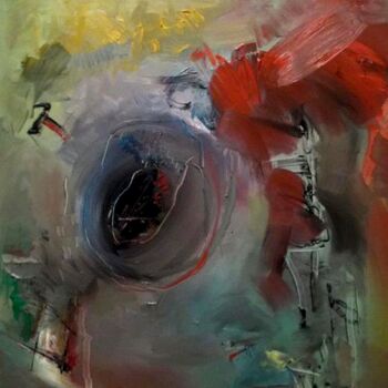 Painting titled "Sleeping With Red" by Stefan Fiedorowicz, Original Artwork, Oil Mounted on Wood Stretcher frame