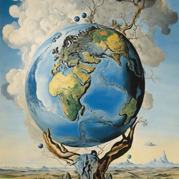 Digitale Kunst getiteld "The Earth" door Pako Benoit, Origineel Kunstwerk, AI gegenereerde afbeelding