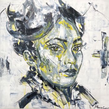 Painting titled "Madame de." by Lucile Callegari, Original Artwork, Acrylic Mounted on Wood Stretcher frame