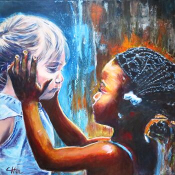 Peinture intitulée "UNE RENCONTRE" par Chantal Martin (chm), Œuvre d'art originale, Acrylique