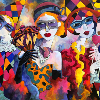 Painting titled "Passionnément" by Fauve, Original Artwork, Acrylic Mounted on Wood Stretcher frame