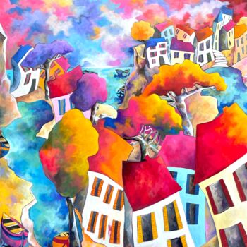 Painting titled "Douceur sauvage" by Fauve, Original Artwork, Acrylic Mounted on Wood Stretcher frame