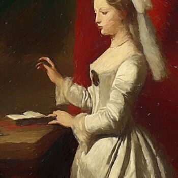 Digital Arts titled "Christine de Pizan" by Gerry Martinez, Original Artwork, Digital Painting