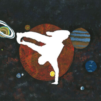 「Breakdancing in spa…」というタイトルの絵画 Yeshaya Dankによって, オリジナルのアートワーク, 水彩画