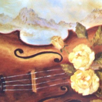 Peinture intitulée "le violon abandonné" par Géraldine Streichert, Œuvre d'art originale, Huile
