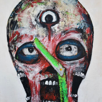 Painting titled "Head #1" by Vaxo Lang, Original Artwork, Acrylic