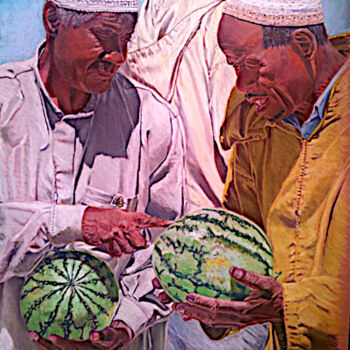 Pittura intitolato "Watermelon Affair" da Mohamed Lazreg, Opera d'arte originale, Pastello
