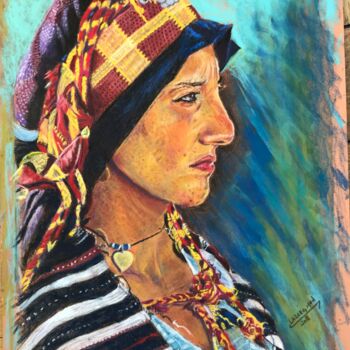 Pittura intitolato "Ait Hdiddou woman" da Mohamed Lazreg, Opera d'arte originale, Pastello