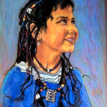 Pittura intitolato "Little girl from Aï…" da Mohamed Lazreg, Opera d'arte originale, Pastello