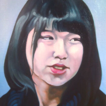 Painting titled "Meet up" by Takuart, Original Artwork, Oil Mounted on Wood Stretcher frame