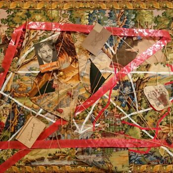 Collages titled "Deportation" by Xavier Debeerst, Original Artwork, Collages Mounted on Wood Stretcher frame