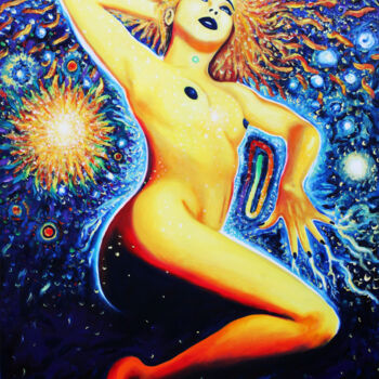 Schilderij getiteld "Mystica" door Cedric Villedieu, Origineel Kunstwerk, Olie