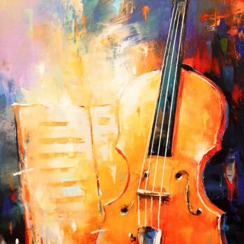 Painting titled "Après le concert" by Franck Hebert, Original Artwork, Oil Mounted on Wood Stretcher frame