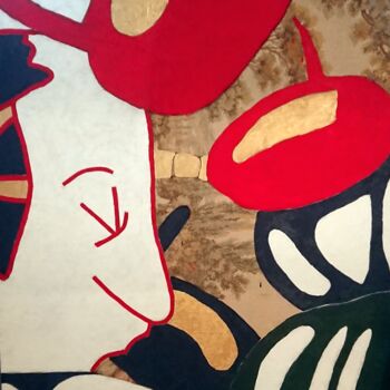 Painting titled "Fusion" by Xavier Debeerst, Original Artwork, Oil Mounted on Wood Stretcher frame