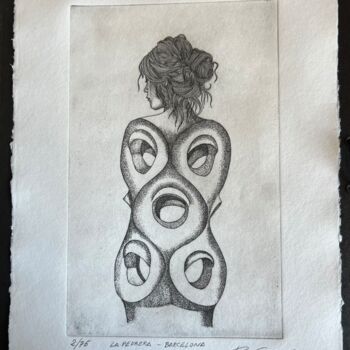 Prenten & gravures getiteld "LA PEDRERA -BARCELO…" door Ramón Serra, Origineel Kunstwerk, Ets