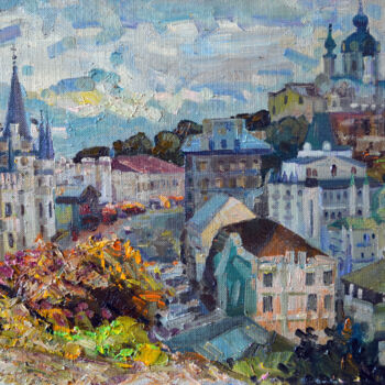 Schilderij getiteld "Andrew's Descent" door Sergei Lisitsyn, Origineel Kunstwerk, Olie