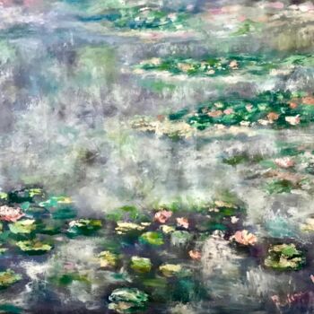 Painting titled "Waterlillies pond o…" by Raissa Kagan, Original Artwork, Oil