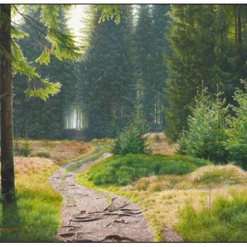 Painting titled "Tatra trails - thro…" by Emil Mlynarcik, Original Artwork, Oil Mounted on Wood Stretcher frame