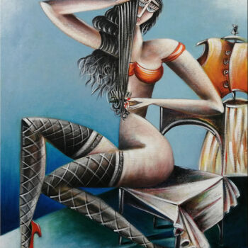 "Woman Chillout #M191" başlıklı Tablo Thomas Lange tarafından, Orijinal sanat, Petrol