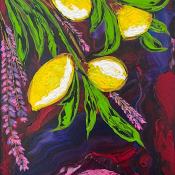 Painting titled "Лимоны и сирень" by Iuliia Dobrovolskaia, Original Artwork, Acrylic