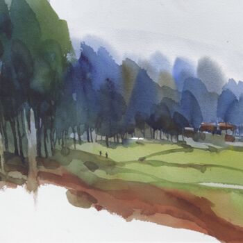 Peinture intitulée "Slop of meadows, he…" par Prashant Prabhu, Œuvre d'art originale, Aquarelle