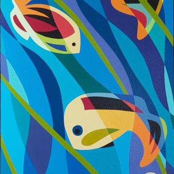 Peinture intitulée "Lagon" par Danielle Braillon (DANIELL), Œuvre d'art originale, Huile