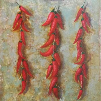 Peinture intitulée "Chilli" par Ljubov Ananina, Œuvre d'art originale, Huile Monté sur Châssis en bois