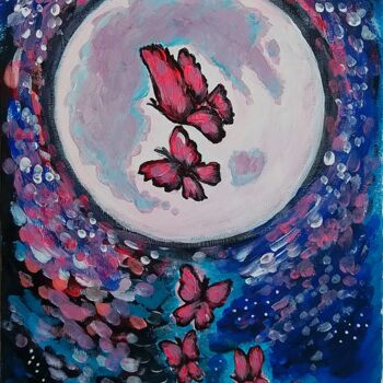 Pittura intitolato "Butterflies in the…" da Karolina Ingo (Karolina Navi -Ingo), Opera d'arte originale, Acrilico