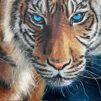 Painting titled "Tiger" by Sasha Solomon, Original Artwork, Oil