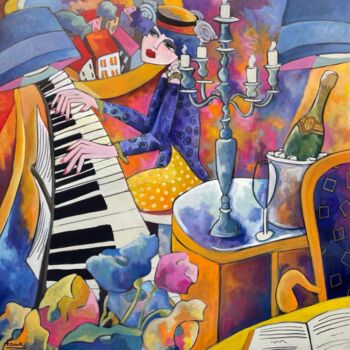 Peinture intitulée "Rêve bleu" par Fauve, Œuvre d'art originale, Acrylique Monté sur Châssis en bois