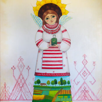 Malerei mit dem Titel "Angel of the Happy…" von Aleksandra Paranchenko, Original-Kunstwerk, Acryl