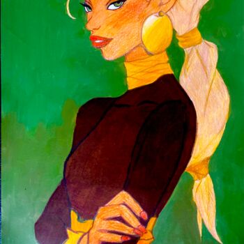 Painting titled "Girl with Green Eyes" by Evangelina, Original Artwork, Oil
