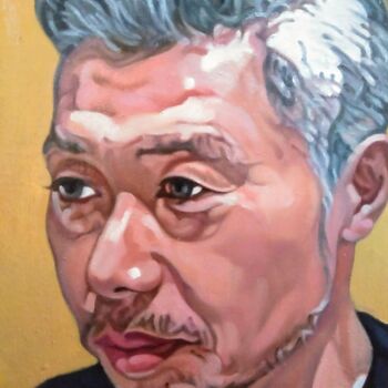 Painting titled "ちょい悪オヤジ A hip old d…" by Takuart, Original Artwork, Oil Mounted on Wood Stretcher frame