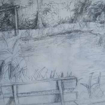 Drawing titled "Pêche à Chouzy sur…" by Nathalie Gautier, Original Artwork, Pencil