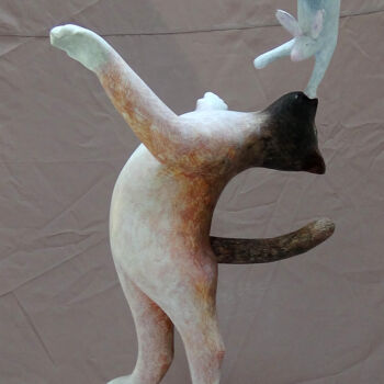 Sculpture intitulée "Chat et Souris acro…" par Claude Feuillet, Œuvre d'art originale, Résine